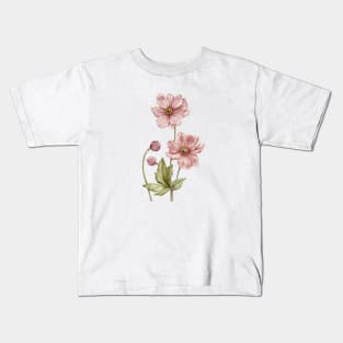 Watercolor Anemone Flower Family Kids T-Shirt